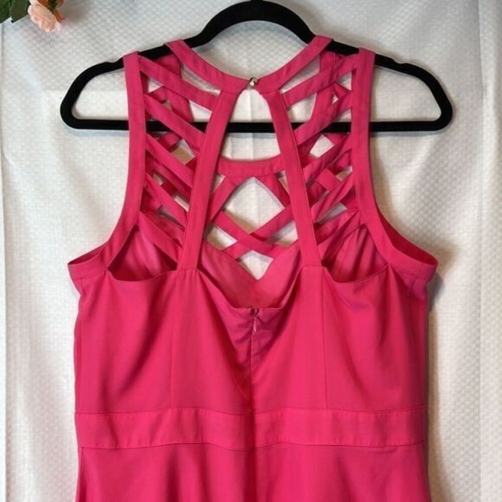 Guess Women's Lauren Pink Sleeveless Cage Yoke A-Line Dress Size 14 RefHHH - Picture 3 of 9